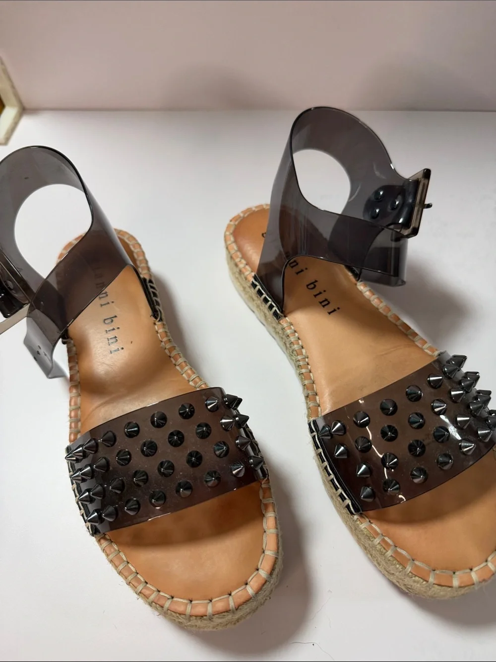 Giannni bino Black Studded Espadrille Sandals